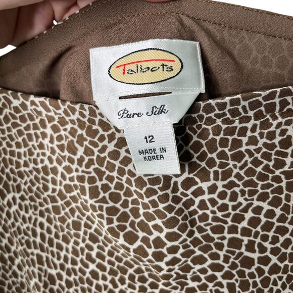 Talbots Pure Silk Giraffe Print Two Piece Skirt Set Sz 12 Career Office Chic - Picture 13 of 15